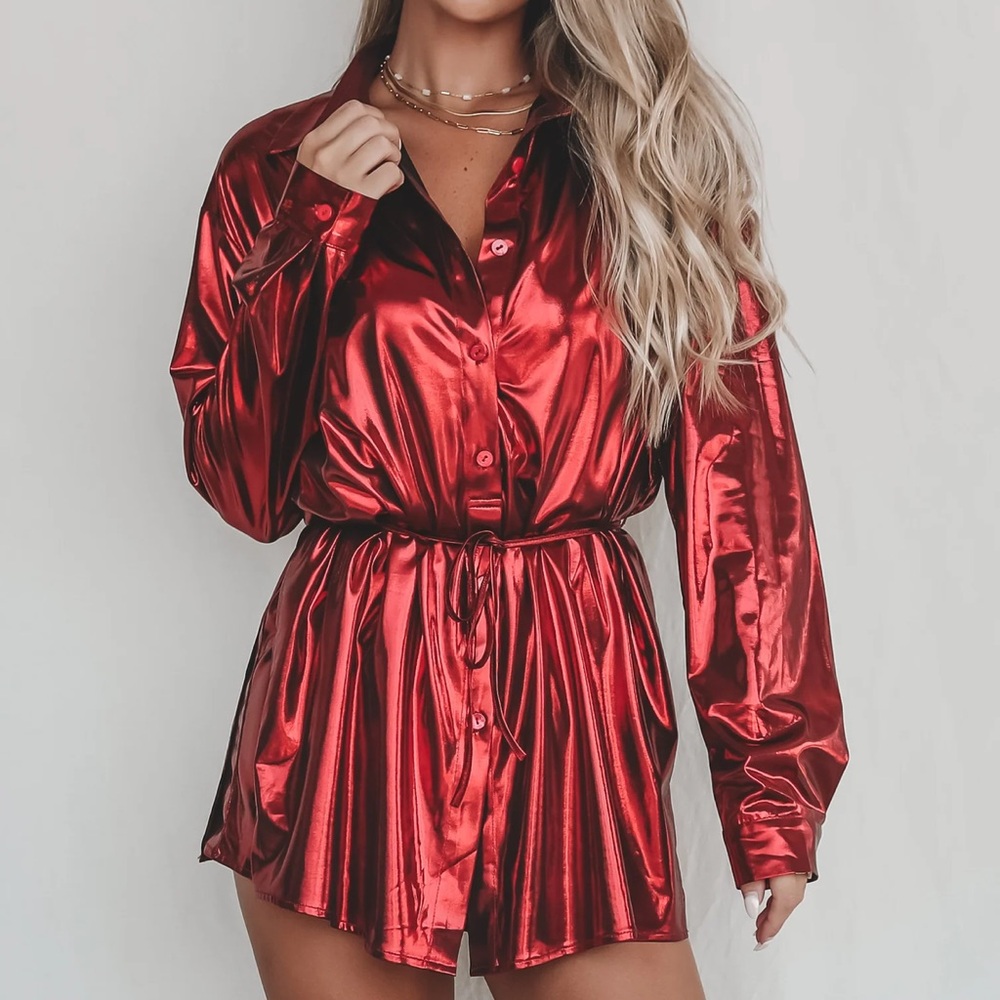 Amazing Lace Red Metallic Romper